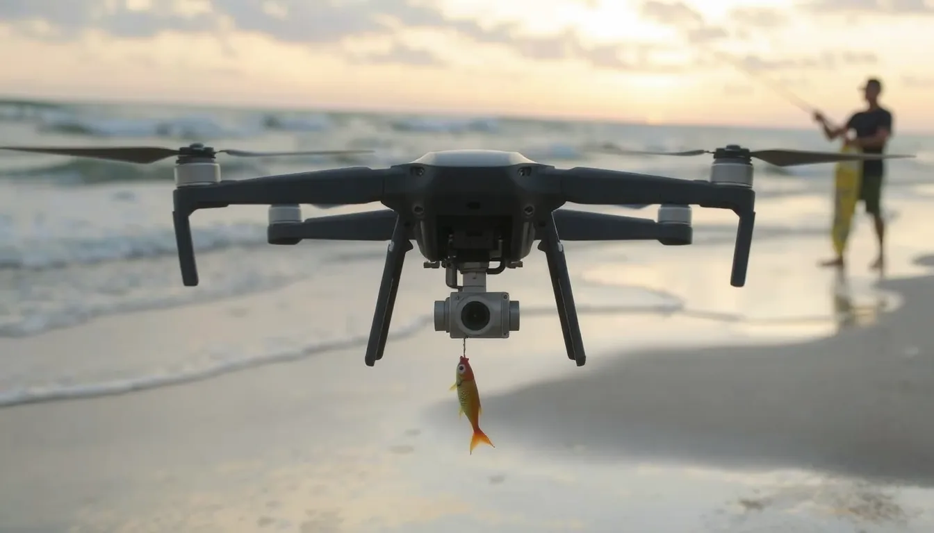 drone pour la pêche en surfcasting