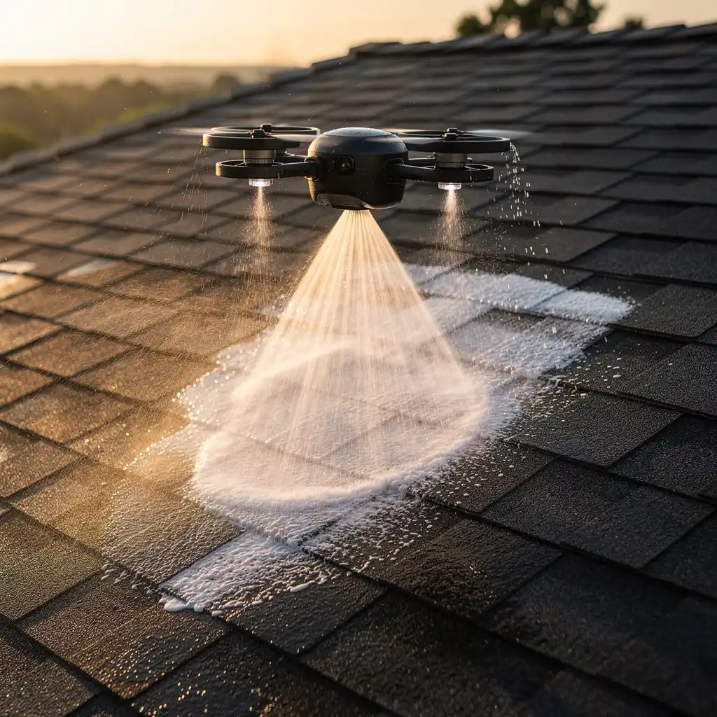 Drone en action sur toit