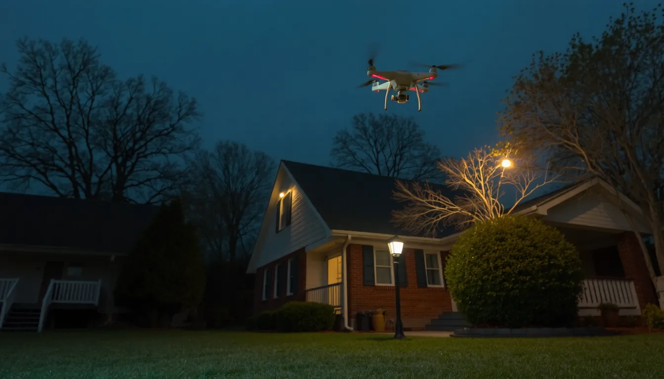 drone qui survole ma maison la nuit